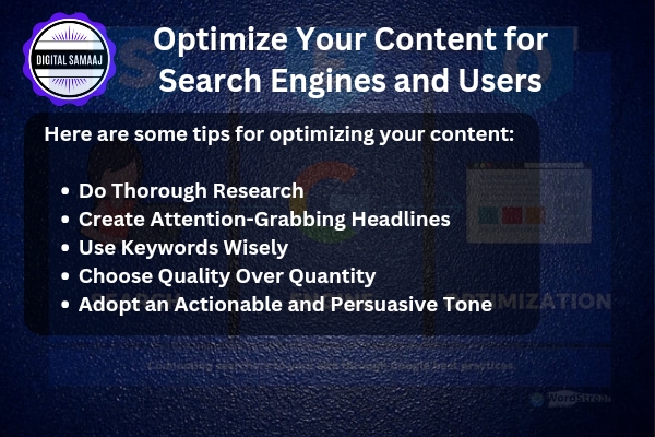 Optimize Your Content for Search Engines and Users